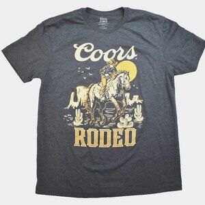 Coors Mens Coors Rodeo Cowboy On Horse Charcoal Heather Shirt New